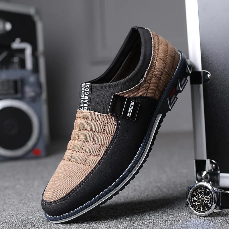 Туфли мужские холщовые повседневные Нескользящие дышащие удобные лоферы