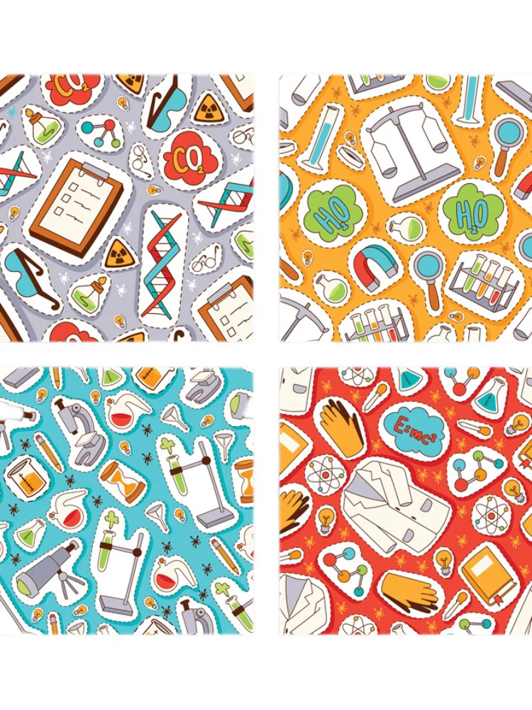 

Half Yard 100% Cotton Plain Fabric With Laboratory Chemistry Print Handmade DIY Patchwork Bag Garment Dress Material CR-1313