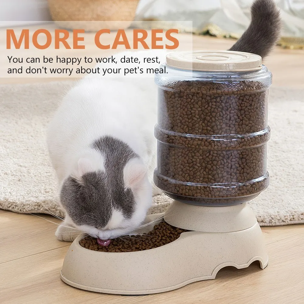 

3.75L Self Dispensing Pet Dog Cat Food Feeder And Waterer Dispenser Gravity