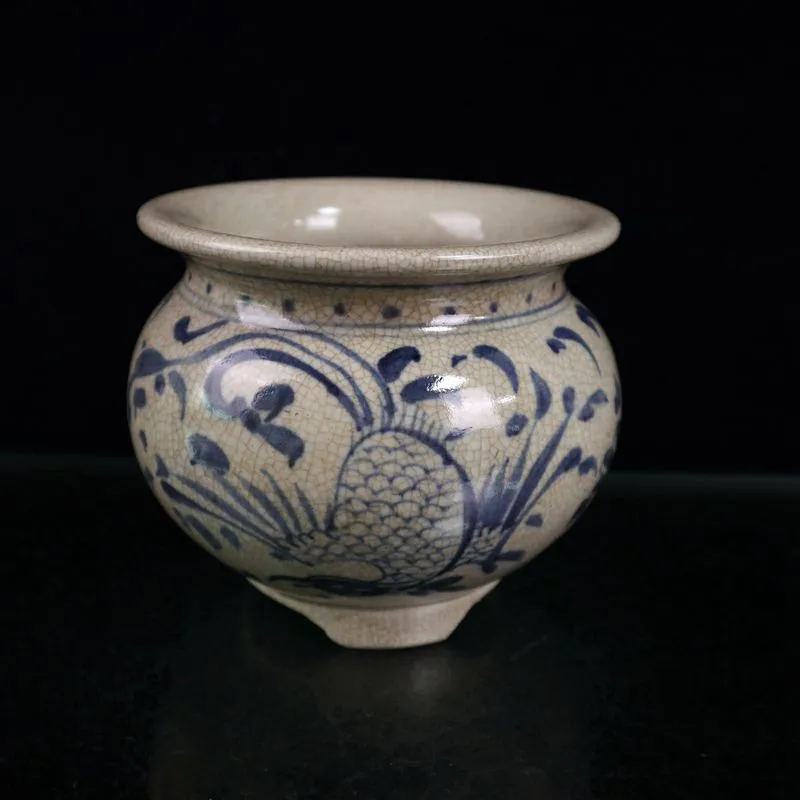 

Early collection of Qing Dynasty Qianlong blue and white phoenix pattern censer antique porcelain