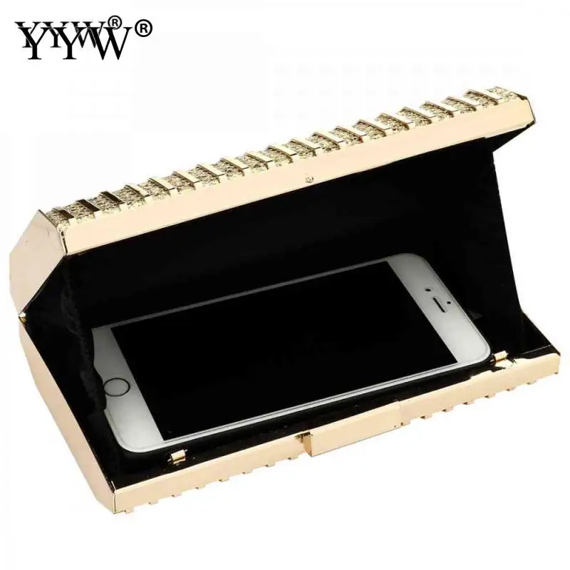Gold Crossbody Bag For Women Fashion Evening Party Clutch Bags Over Shoulder Purse Bolsa Feminina Zinc Alloy Sequin Clutch