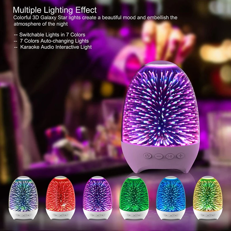 Night Light Bluetooth 5.0 Speakers TWS Wireless Hands Free Calling Bedroom Lamp Soundbox With Colorful LED Light