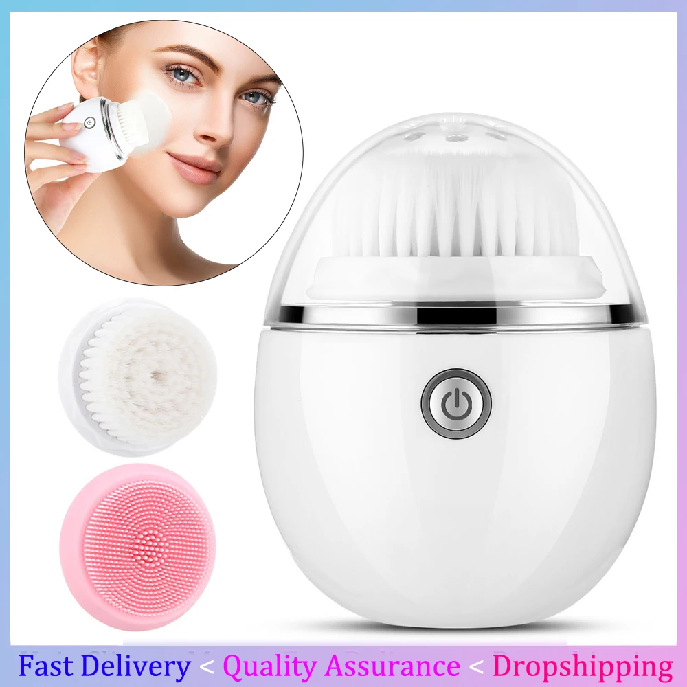 

Electric Sonic Facial Cleansing Brushes Wireless Charging Face Cleanser Waterproof Deep Pore Blackhead Remover Massage Heads