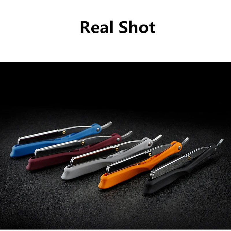 

Retro Folding Stainless Steel Razor Face Hair Shaving Knife Rubber Handle Shaver Beard Repair Razor Beard Knife G1221