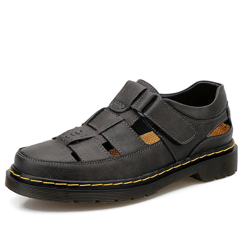 

Brand 2021 Men's Summer Shoes Fashion Hollow Out Breathable Leather Casual Shoes Large Size 48 Leisure Business Sandals for Male