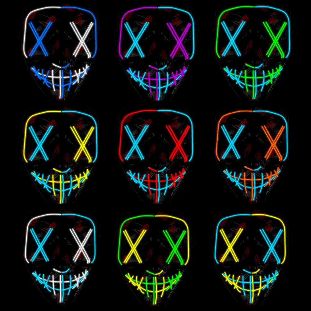 Костюм для косплея на Хэллоуин маска светящаяся мигающая светодиодная Маска