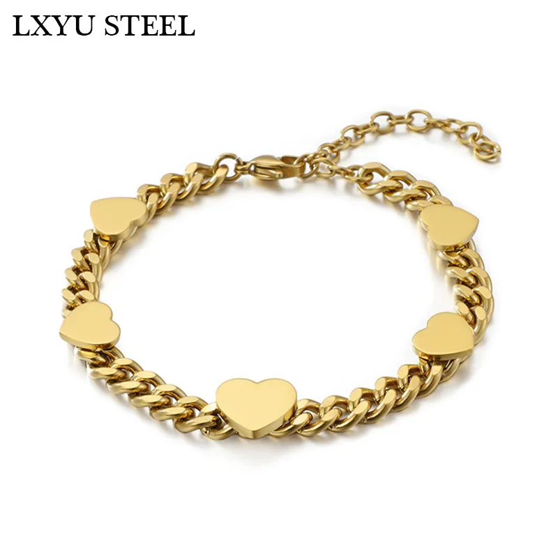Браслеты из звеньев цепи нержавеющей стали для женщин женский браслет с сердцем