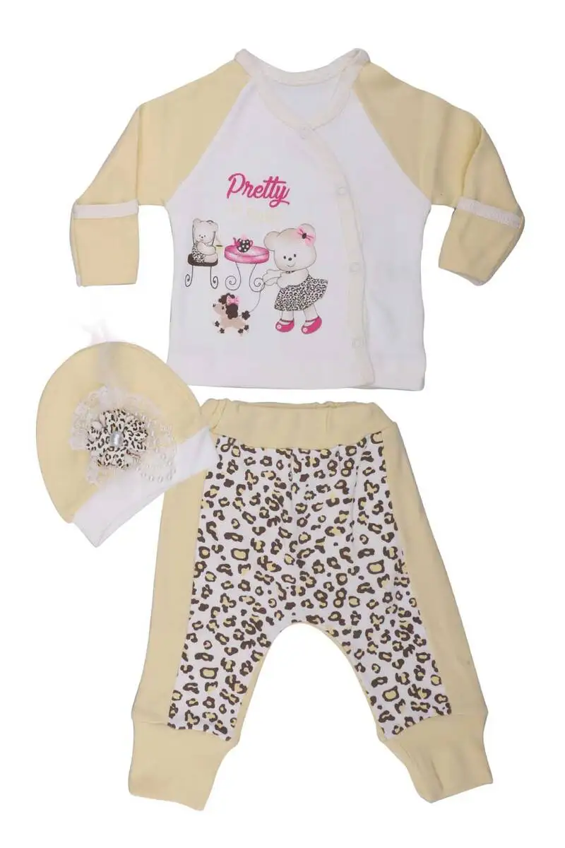 

Baby Leopard Pattern 3-piece Bodysuit Set Cotton Healthy Baby Clothes Protective Durable Washable Printed Hat Set