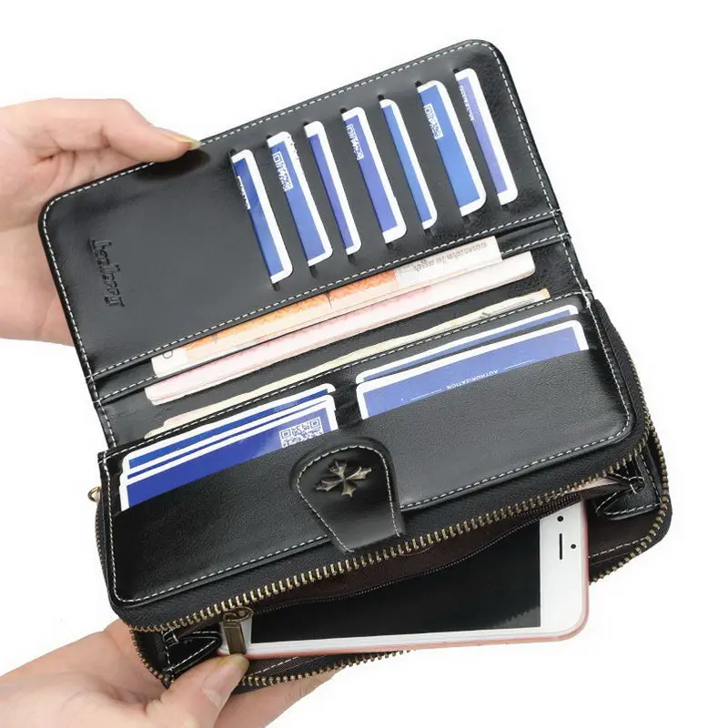 

New Arrival PU Long Wallet Women Credit Card Holder Organizer Purse with Zipper Slot