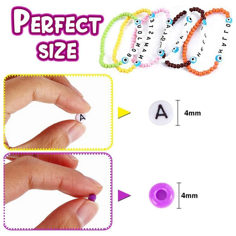 Jewelry Making Kit Beads for Bracelets - Bead Craft Set Glass Pony Seed Letter Alphabet DIY Art and Valentine H | Украшения и