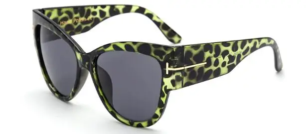 C5 green leopard Блестящие черные женские негабаритные солнцезащитные очки Cateye, роскошный дизайн, оттенков, буквы т, винтажные Ретро Очки 90 s, женские UV400 - Цвет линз: C5 green leopard
