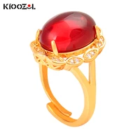 kioozol oversized vintage red green color cubic zirconia gold color ring for women wedding engagement party jewelry gift 635 ko4
