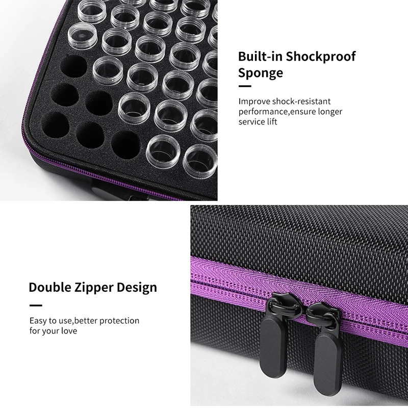 

hot 30/60 Bottles Diamond Painting Box Tool Container Storage Box Carry Case Holder Hand Bag Zipper Design Shockproof Durable