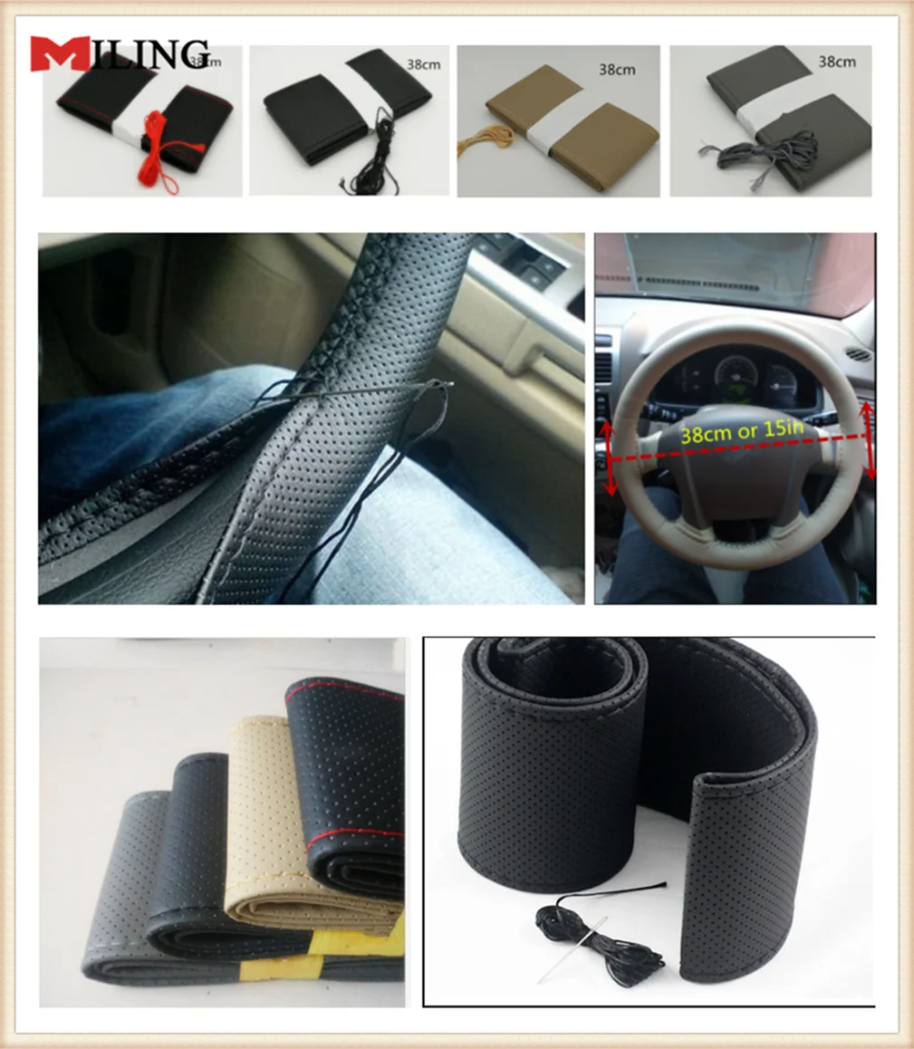 Автомобильные аксессуары ручная швейная крышка рулевого колеса 38 см для Volkswagen E