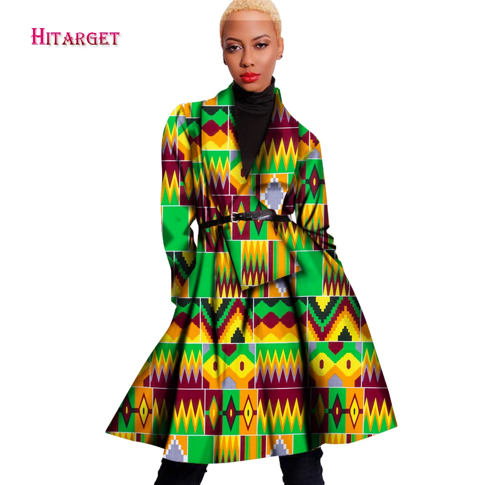 Autumn African Print Women Coat Dashiki Long Jacket Bazin Riche Loose Trench Clothes for WY1622 |