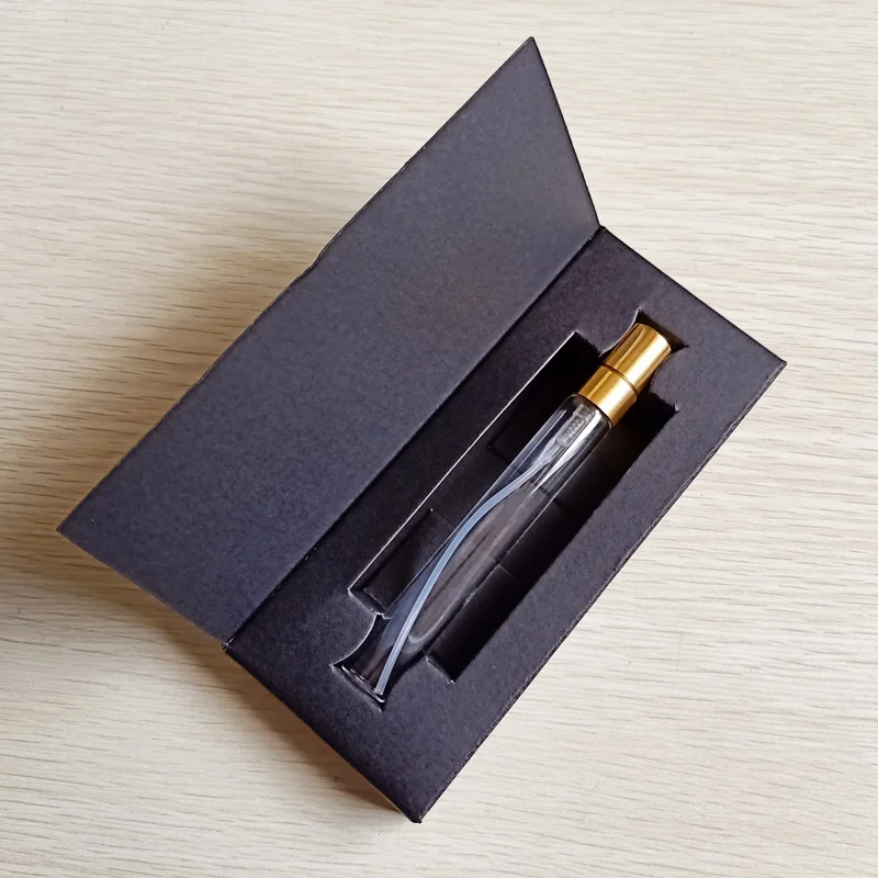 Black Box Gold 50 шт./партия, 10 мл, пустые флаконы для духов, Настраиваемые бумажные коробки с пустой распылитель для парфюмерии, упаковка для духов, индивидуальный логотип для подарка - Цвет: Black Box Gold