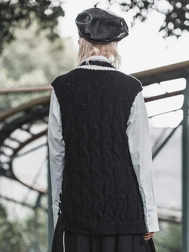 Панк Rave женский гранж на шнуровке v-образным вырезом свитер жилеты PM-154 | Женская