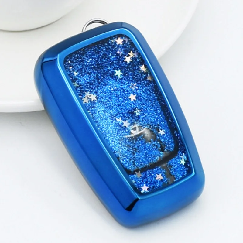 E-blue Мягкий чехол для ключей автомобиля из ТПУ Quicksand для Toyota 2Button Chr C-hr Land Cruiser 200 Avensis Auris Corolla - Название цвета: E-blue
