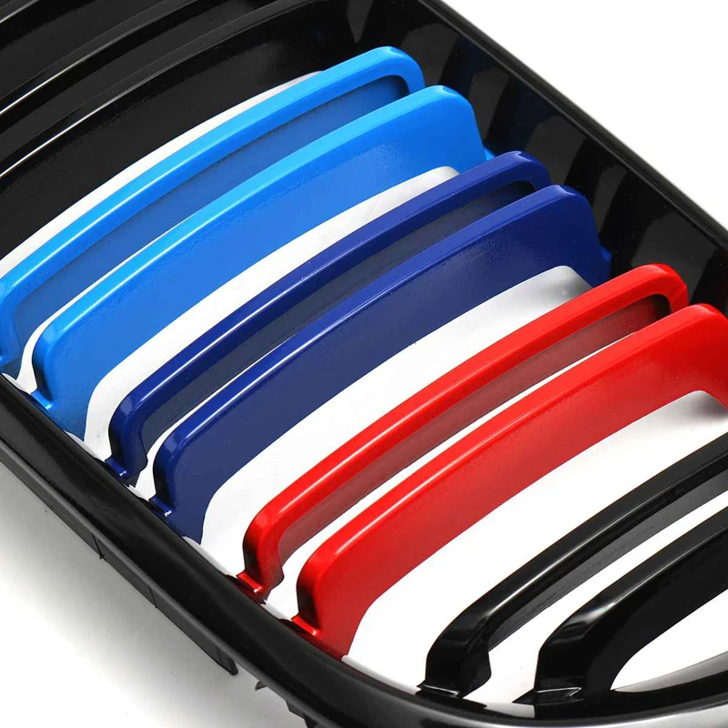 

Car Kidney Grill Front Bumper 2 Slat Line Gloss Black Racing Grill For Bmw E46 3 Series 4 Door 2002-2005 Styling Accessories