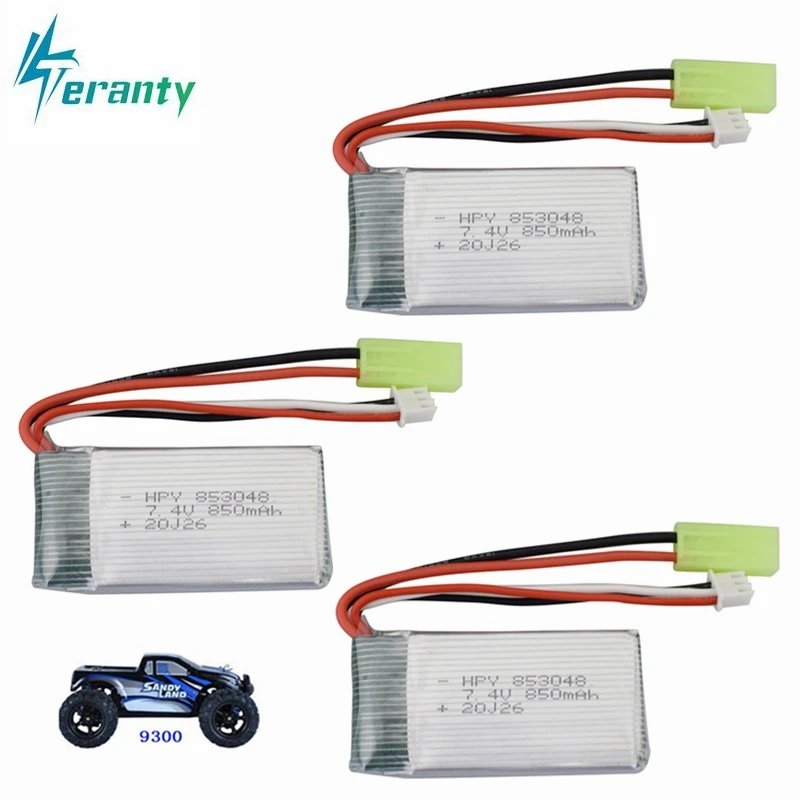 

1-3PCS7.4V 850mah Lipo battery for 9300 9301E 9302E 9303E 9034E 9305E 2.4G 1:18 Remote Control 4WD High-speed Off-road RC Car