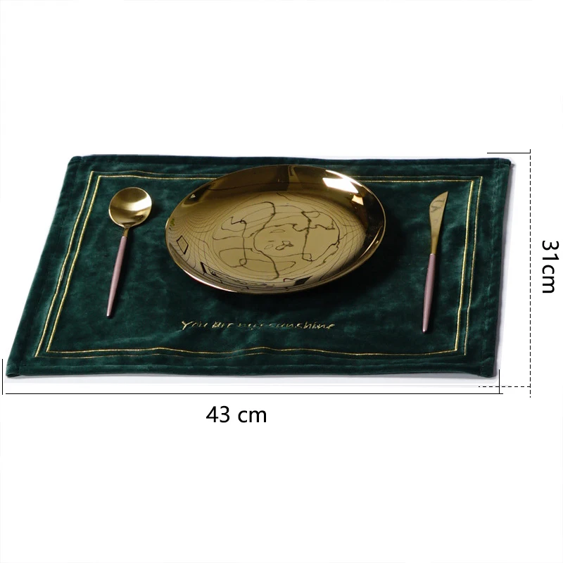 4 шт./лот зеленая прямоугольная бархатная кухонная подставка коврик для