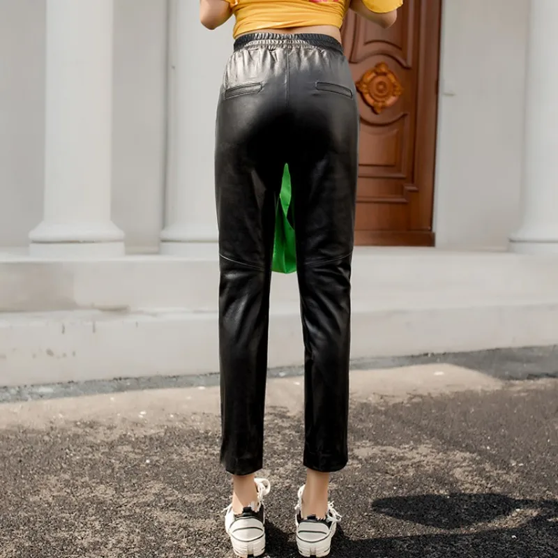 Женские брюки-карандаш до щиколотки дизайнерские брюки из натуральной овечьей