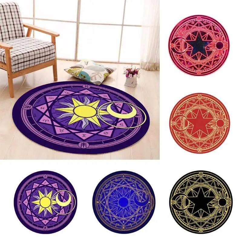 

Diameter 60cm Cartoon Rug Round Tarot Tablecloth Pentagram Sun Moon Divination Party Board Game Table Pad NEW