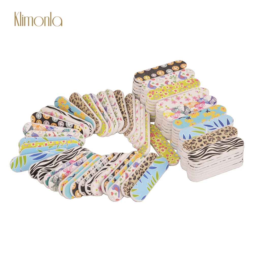 

50Pcs/lots Double-side Mini Nail Files Buffers Tools DIY Sandpaper Nail Tips Flower Leopard-print Sanding Nail Art Tools