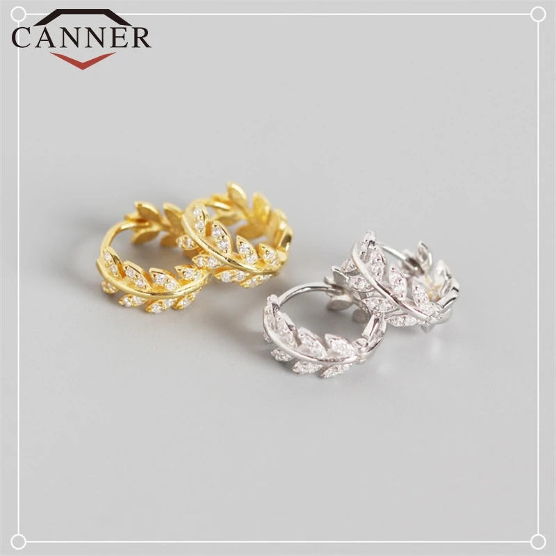 Женские серьги-кольца из стерлингового серебра 925 пробы с фианитом в виде