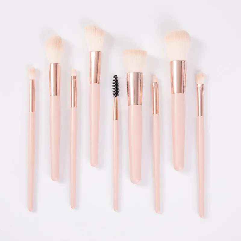 9 шт./лот набор кистей для макияжа розовая основа косметика тени век щетка ресниц