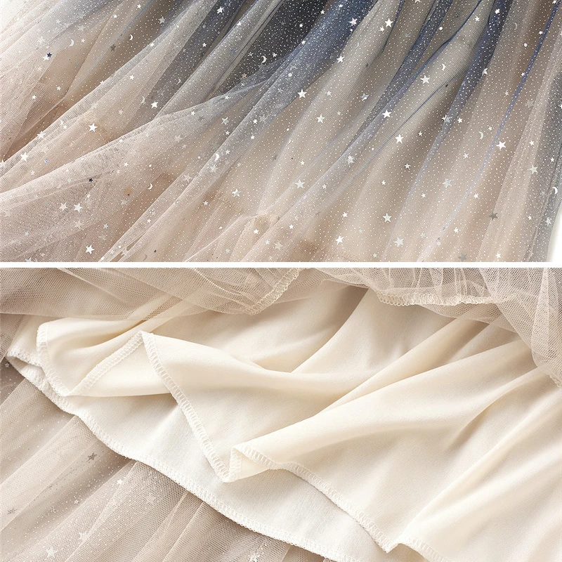 Весенне летние женские модные плиссированные юбки из тюля градиентного цвета