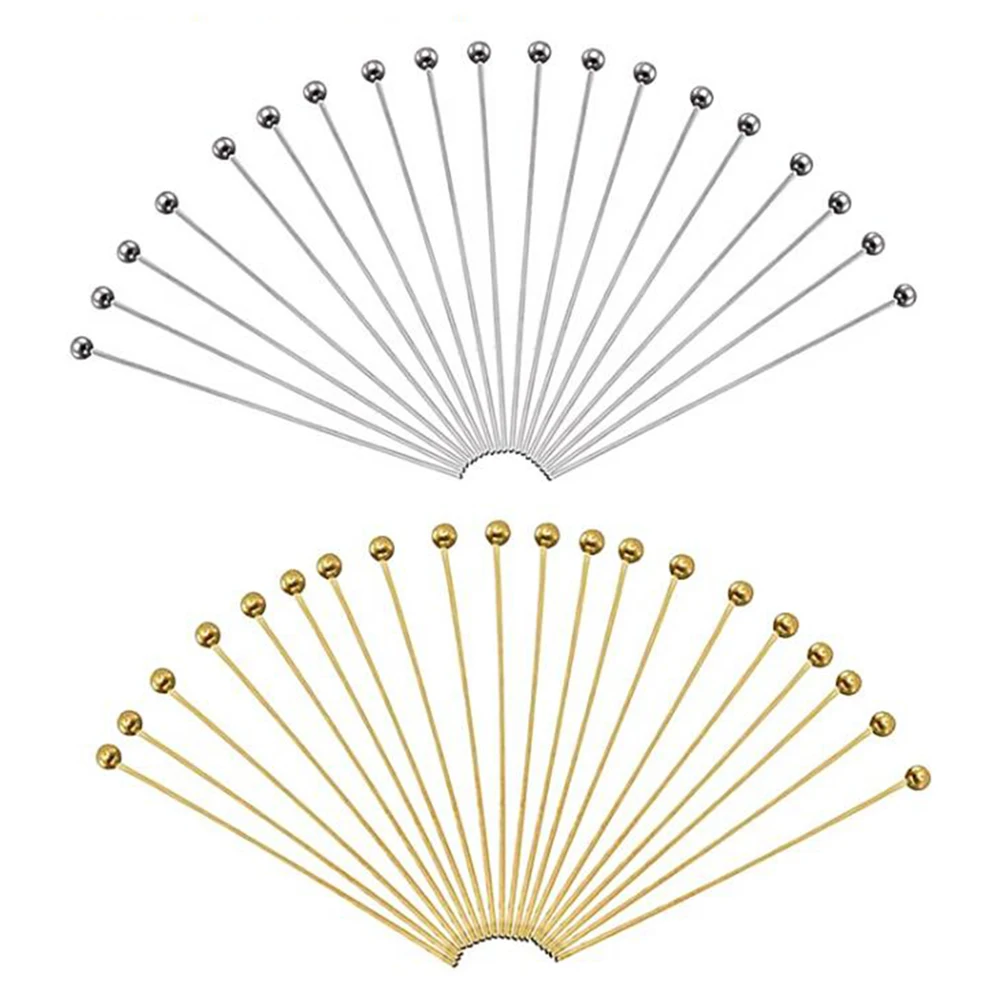 100 шт 8 размеров Нержавеющая сталь штырьки золотого серебряного цвета с