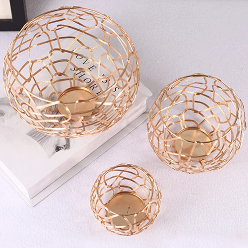 3 шт. Романтический геометрический Железный Золотой подсвечник настенный