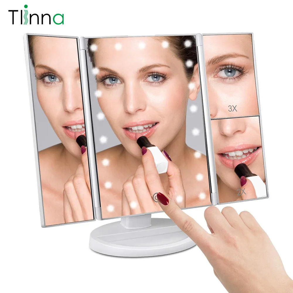 Зеркало для макияжа со светодиодной подсветильник кой складное регулируемое
