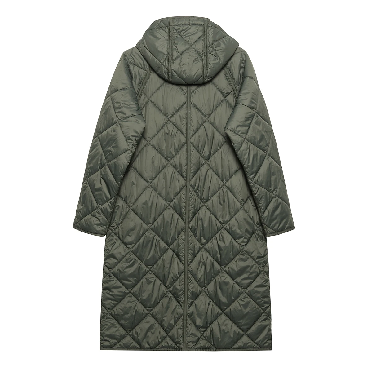 Women 2021 fashion hooded diamond embossed cotton jacket vintage long sleeve stand-up collar female outerwear chic tops