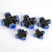 5pcs 4 way cross shape equal pneumatic 8mm 10mm 6mm 12mm od hose tube push in 4 port air splitter gas connector quick fitting