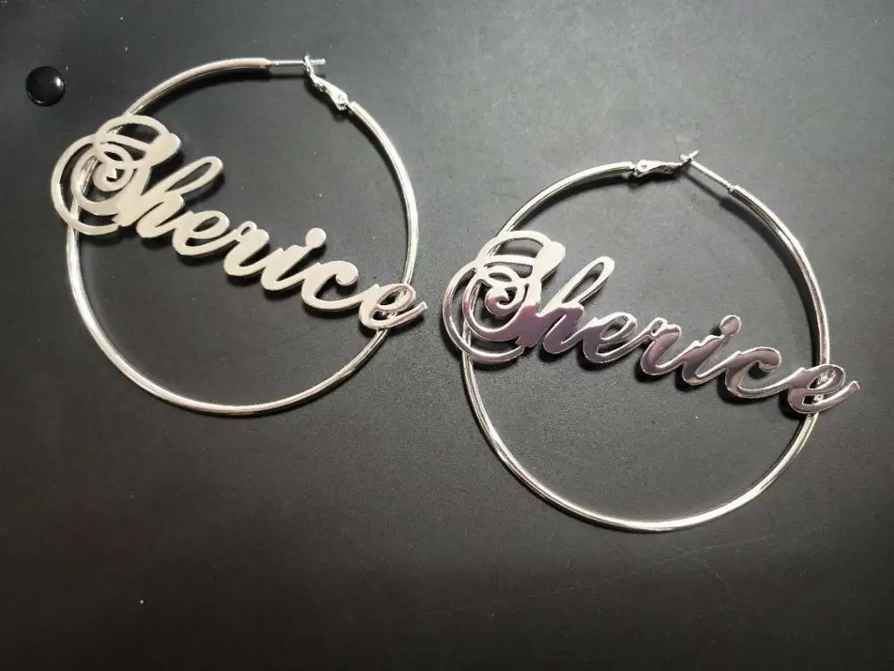 DOREMI 304 серьги из нержавеющей стали индивидуальное имя номер/символ Круглый обруч