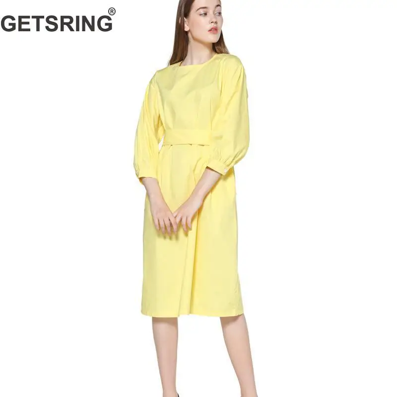 Женское длинное платье-рубашка GETSRING хлопковое винтажное с длинными рукавами