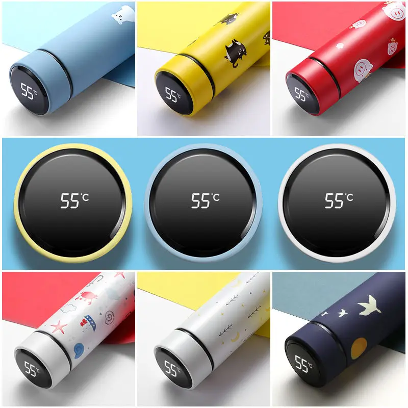 

450ML Polar Bear Temperature LED Display Thermos Coffee Tea Milk Mug Vacuum Bottle Stainless Steel Water Bottle for Travel Car