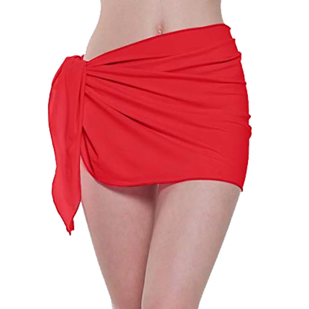 

Для женщин короткий пляжный саронг Обёрточная бумага прозрачная бикини купальник шифоновая накидка для купальников