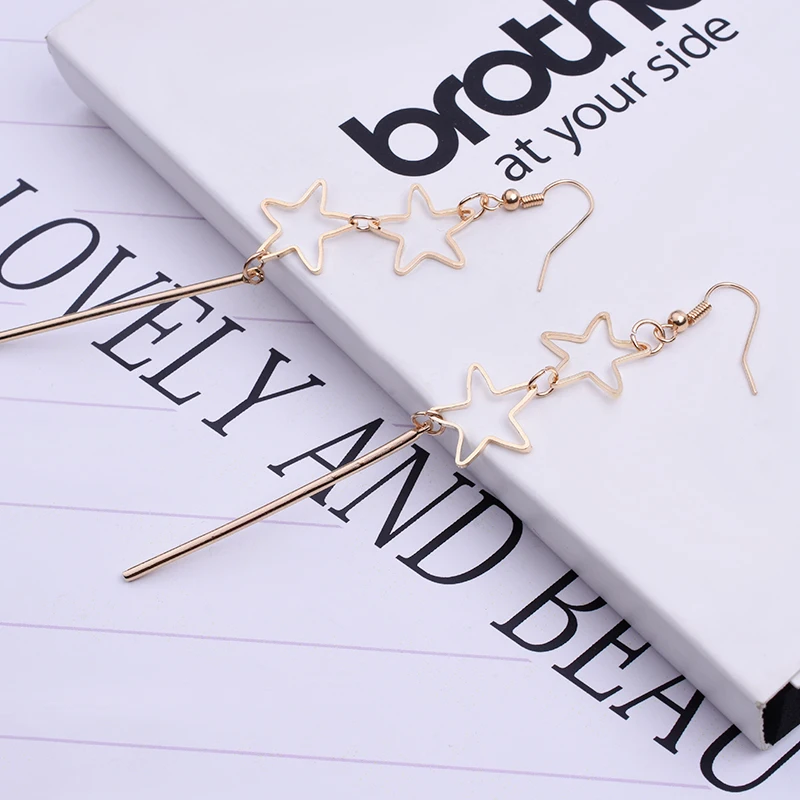 

Simple Long Earrings Personality Wild Pearl No Pierced Ear Clip Female Five-pointed Star Earrings Jewelry Women for Charm