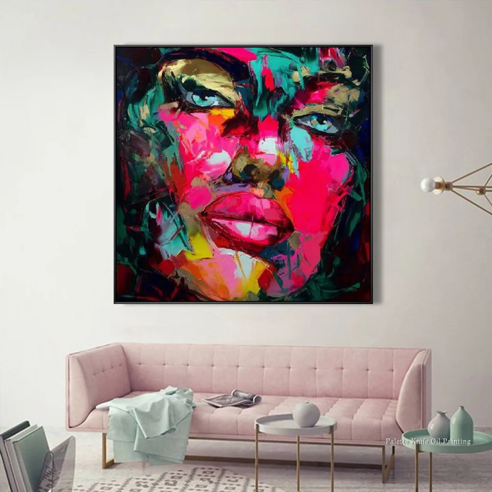 Французский Nielly Ручная роспись холст масляная палитра для рисования нож живопись портрет лицо абстрактная стена искусство для декора гостиной