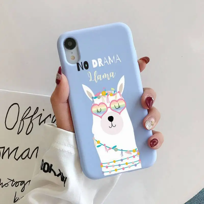 Llama Alpaca pattern Phone Case for iphone 13 12 11 Pro Max X XS Max XR Candy Color Soft Cover For iPhone 7 8 6 6S Plus Cases