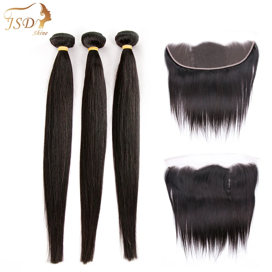 JSDshine бразильские пучки прямых и волнистых волос с фронтальным пучком