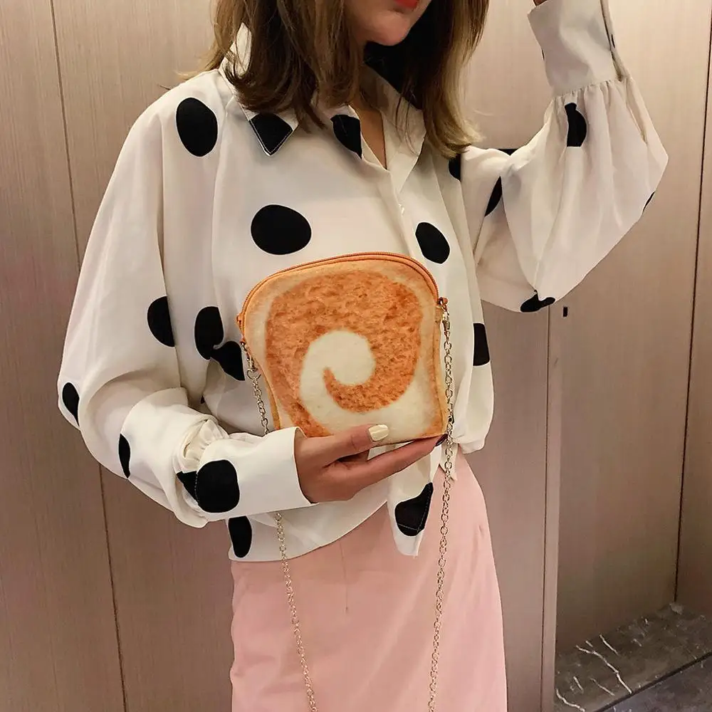 Милый Тост Хлеб Форма яйцо клубника узор сумка через плечо французский тост хлеб