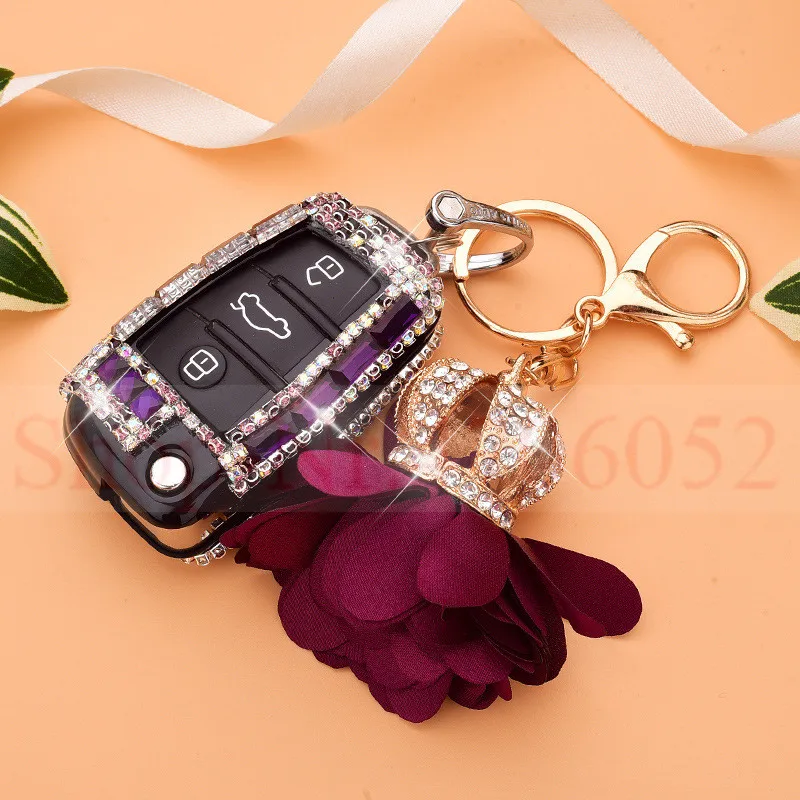 Покрытые фианитами с алмазным блеском, роскошный подарок алмаз Bling Чехол, держатель для ключа цепь для Audi A1 A3 A4 A5 Q7 A6 C5 C6 A7 A8 R8 S4 S5 S6 S7 S8 SQ5 флип ключ - Название цвета: G