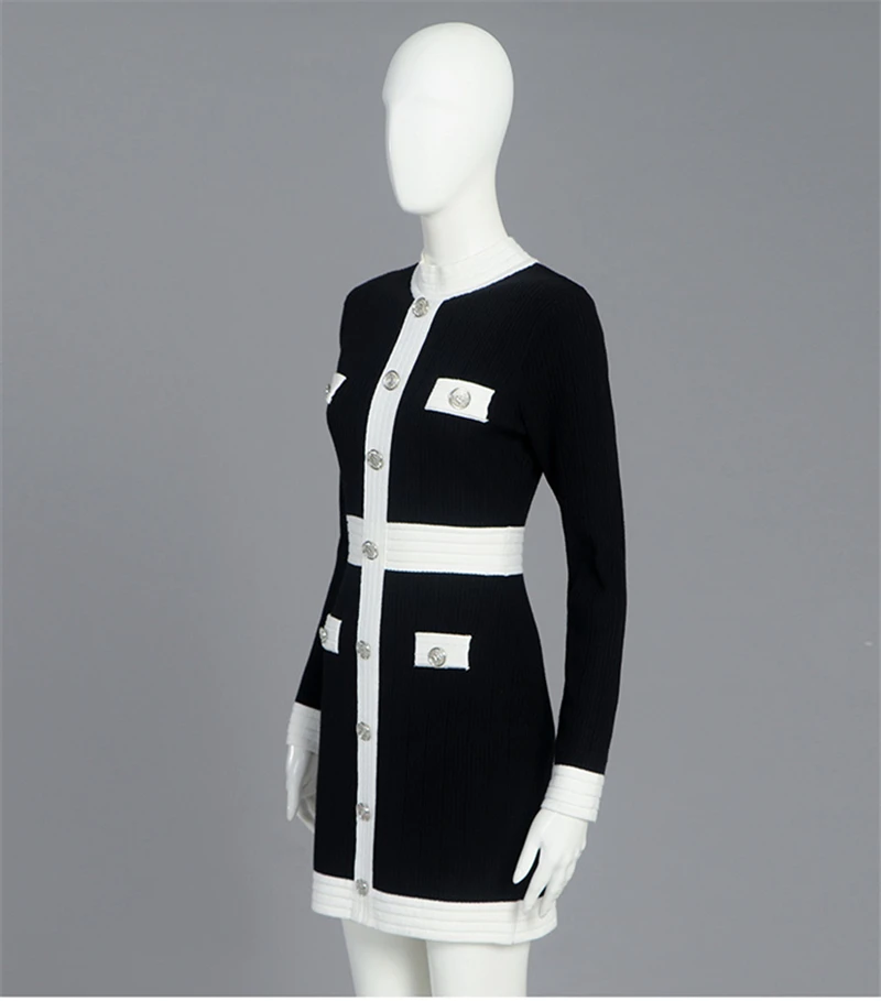 Женское трикотажное платье-трапеция дизайнерское Элегантное однобортное платье