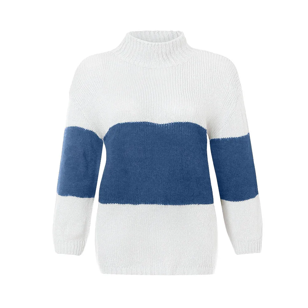 Женский вязаный свитер KLV женский с высоким воротником пуловер Повседневная