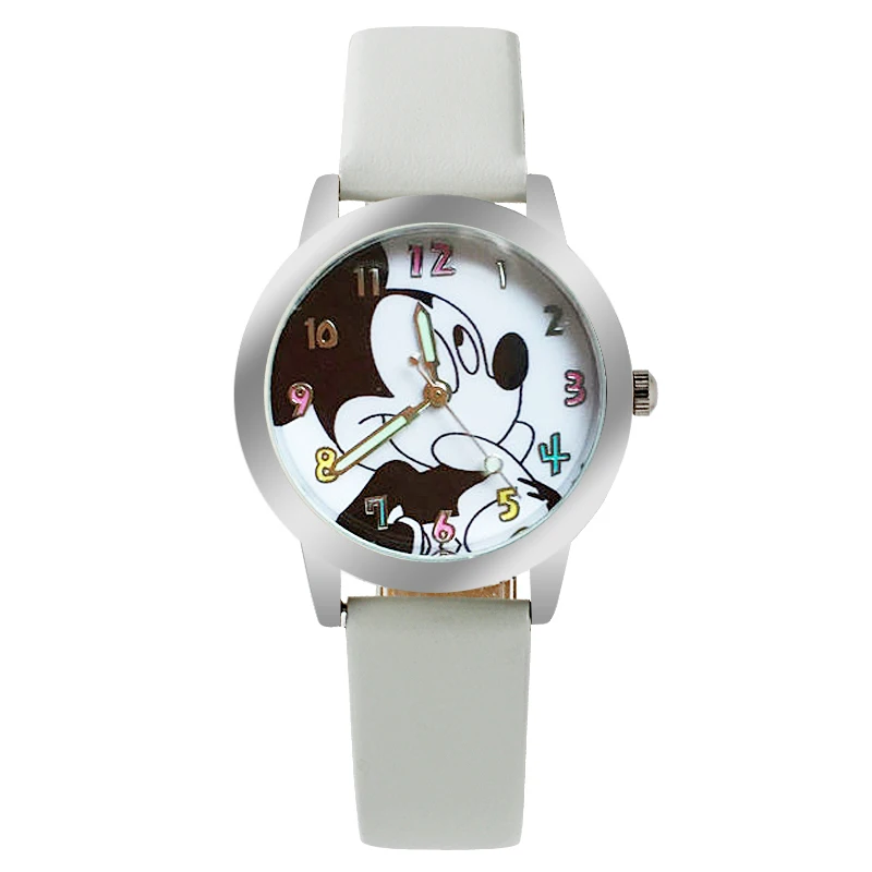 Кварцевые наручные часы с милым мультяшным рисунком детские кожаные школьные