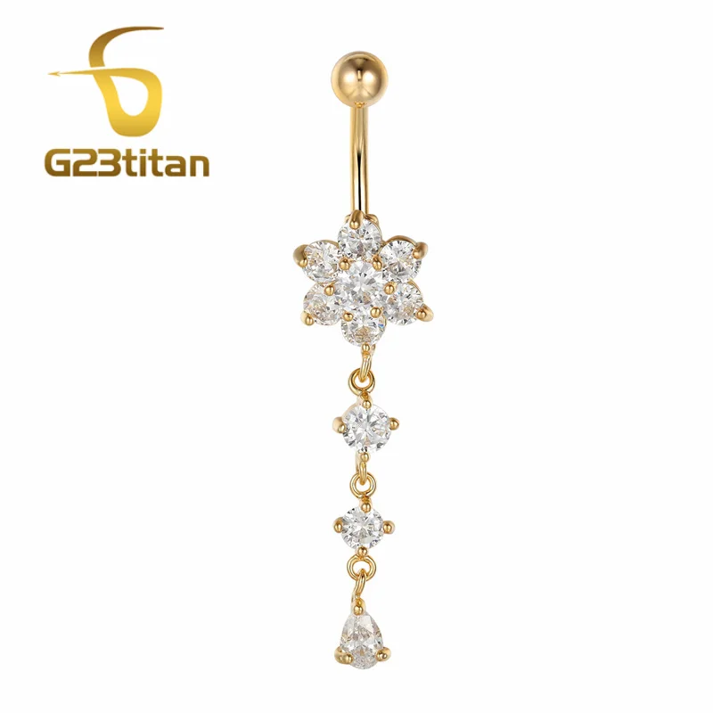 Женское кольцо для пупка G23titan ювелирное украшение пирсинга живота с кристаллами